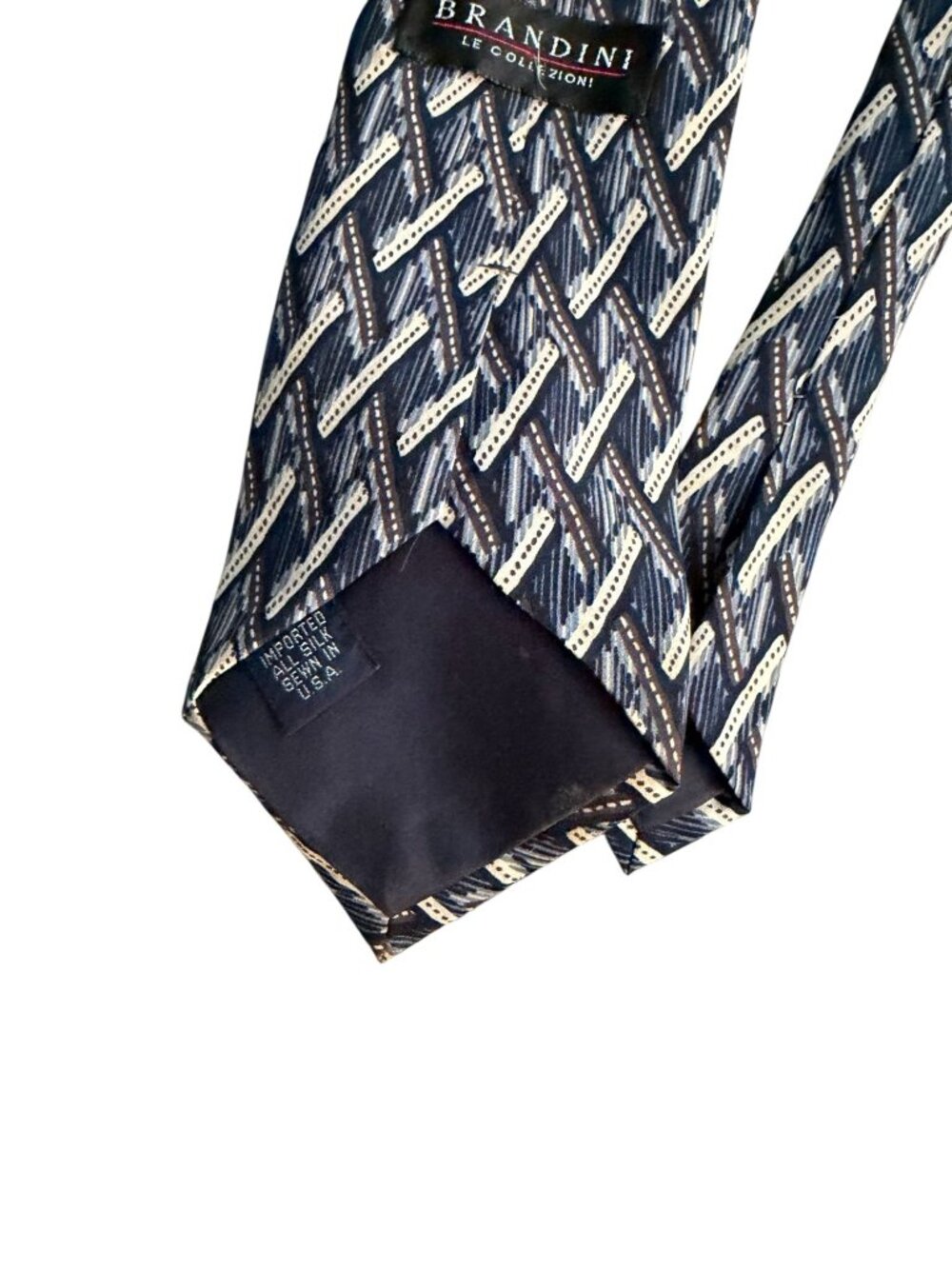 BRANDINI Mens Vintage Blue Patterned Italian Tie - Picture 2 of 5